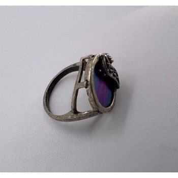 925 Sterling Silver Enamel & CZ Ring Size 5