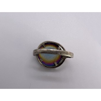 925 Sterling Silver Enamel & CZ Ring Size 5