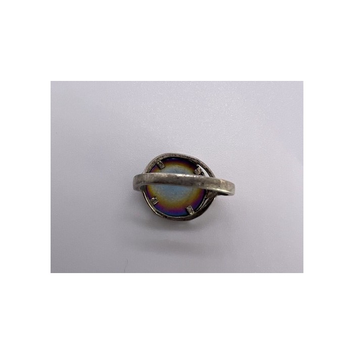 925 Sterling Silver Enamel & CZ Ring Size 5