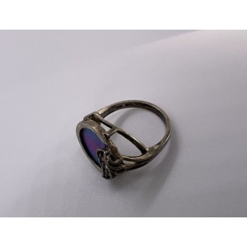 925 Sterling Silver Enamel & CZ Ring Size 5