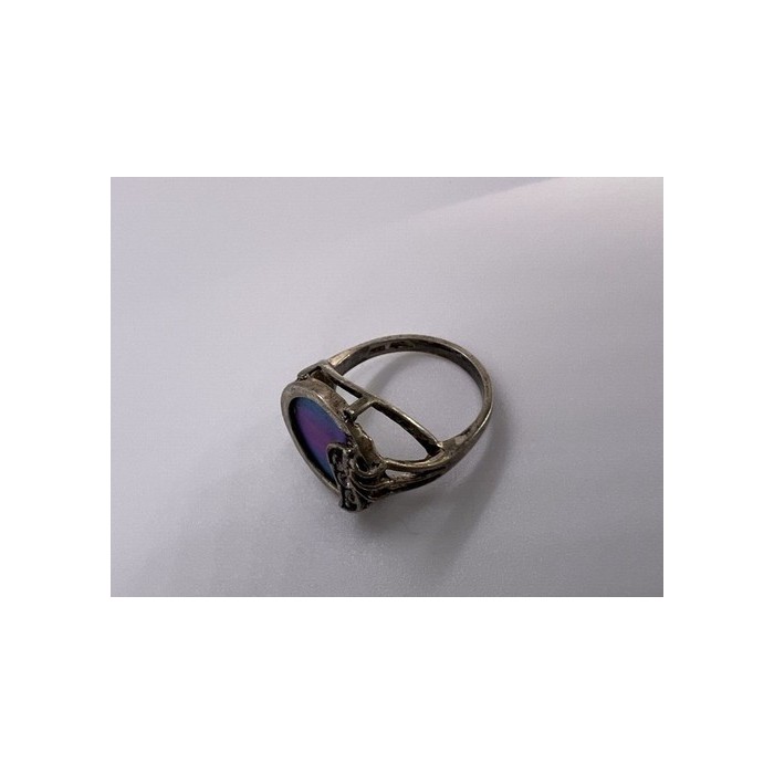 925 Sterling Silver Enamel & CZ Ring Size 5