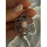 925 Sterling Silver Pink Agate & Marcasite Flower Pendant Length 1.75 inch