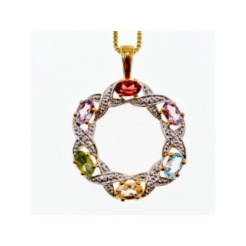 925 STERLING SILVER GOLD PLATED MULTI GEMSTONES 