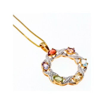 925 STERLING SILVER GOLD PLATED MULTI GEMSTONES 