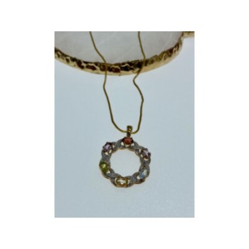 925 STERLING SILVER GOLD PLATED MULTI GEMSTONES 