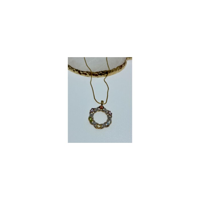 925 STERLING SILVER GOLD PLATED MULTI GEMSTONES 