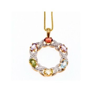 925 STERLING SILVER GOLD PLATED MULTI GEMSTONES 