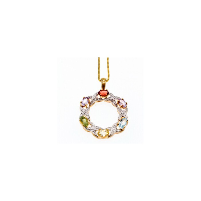925 STERLING SILVER GOLD PLATED MULTI GEMSTONES 