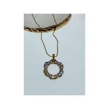 925 STERLING SILVER GOLD PLATED MULTI GEMSTONES 