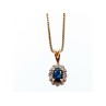 925 Sterling Silver Gold Plated Blue Sapphire Chain With Pendant Italy