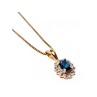 925 Sterling Silver Gold Plated Blue Sapphire Chain With Pendant Italy