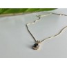 925 Sterling Silver Gold Plated Blue Sapphire Chain With Pendant Italy