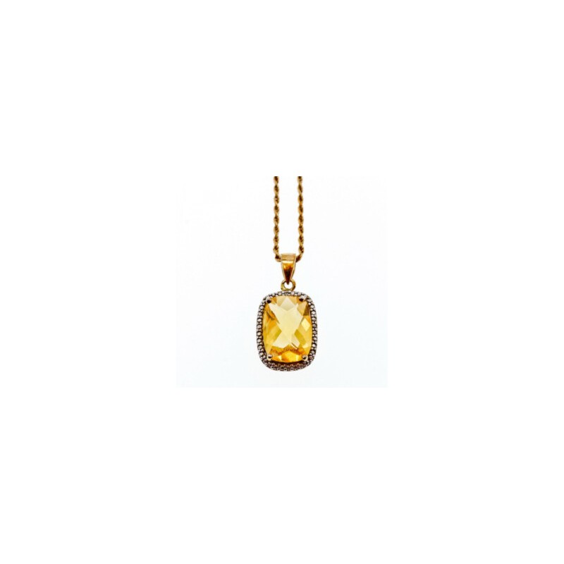 925 STERLING SILVER GOLD PLATED CITRINE CHAIN WITH PENDANT ITALY