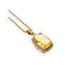 925 STERLING SILVER GOLD PLATED CITRINE CHAIN WITH PENDANT ITALY