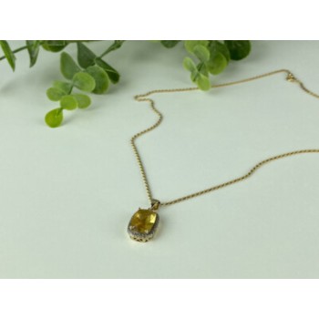 925 STERLING SILVER GOLD PLATED CITRINE CHAIN WITH PENDANT ITALY