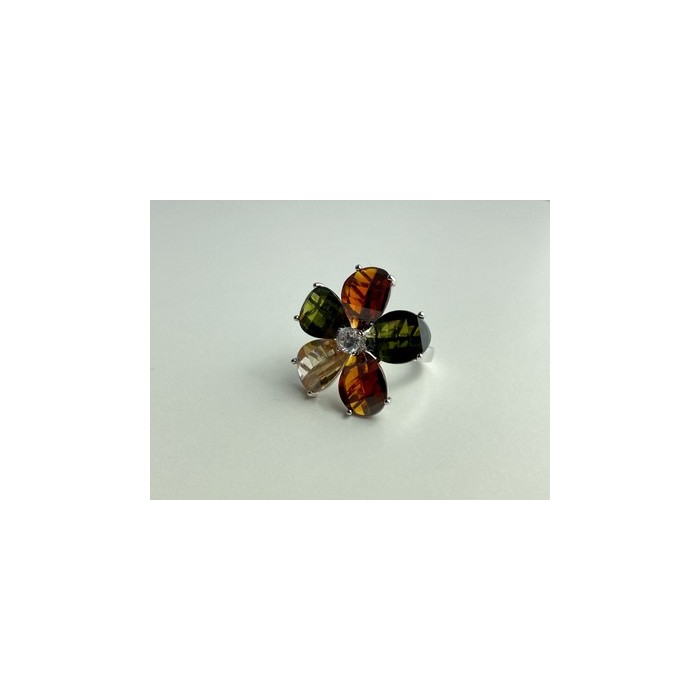 925 Sterling Silver Multicolor Spinel & Goshenite Ring Size 8.5