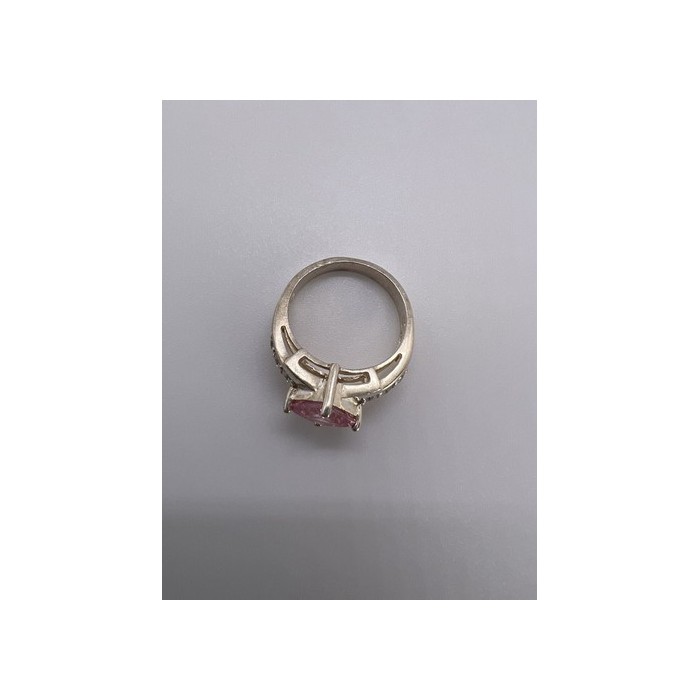 925 Sterling Silver & Pink CZ Ring Size 5.5