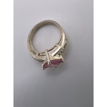 925 Sterling Silver & Pink CZ Ring Size 5.5