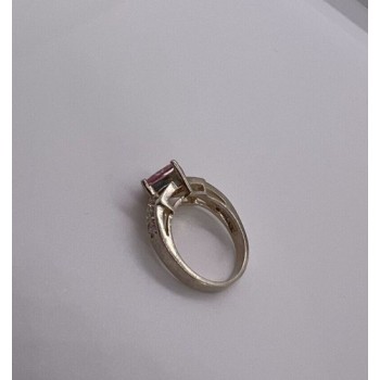 925 Sterling Silver & Pink CZ Ring Size 5.5