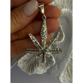 925 Sterling Silver Leaf Pendant Length 2.40 inch