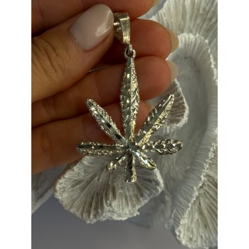 925 Sterling Silver Leaf Pendant Length 2.40 inch