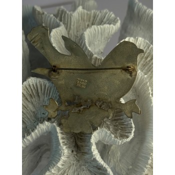 925 Sterling Silver Brooch Turquoise Birds Length 2.20 inch