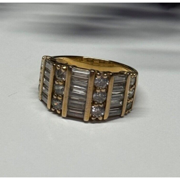 925 Sterling Silver Gold Plated CZ Ring Size 6