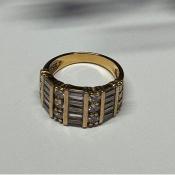 925 Sterling Silver Gold Plated CZ Ring Size 6