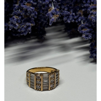 925 Sterling Silver Gold Plated CZ Ring Size 6