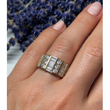 925 Sterling Silver Gold Plated CZ Ring Size 6