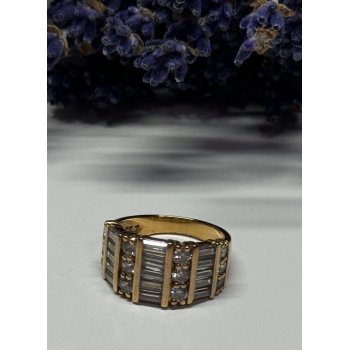 925 Sterling Silver Gold Plated CZ Ring Size 6