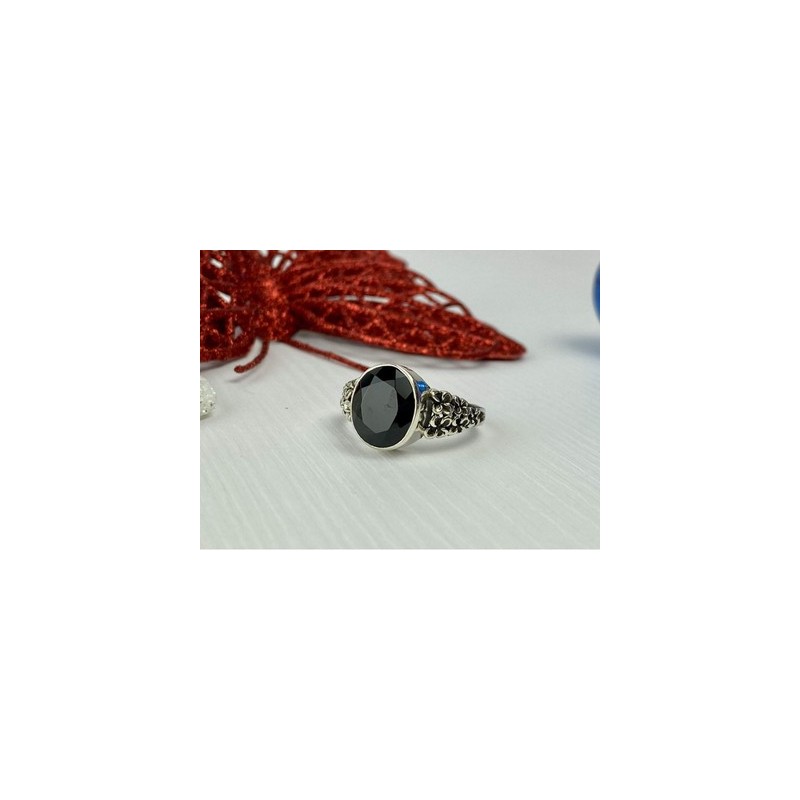 925 Sterling Silver Black Onyx Ring Size 11.75