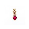 10K YELLOW GOLD RUBY, MORGANITE & DIAMOND HEART PENDANT