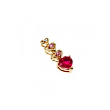 10K YELLOW GOLD RUBY, MORGANITE & DIAMOND HEART PENDANT