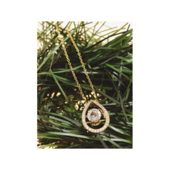 925 STERLING SILVER GOLD PLATED  CZ CHAIN WITH PENDANT ITALY