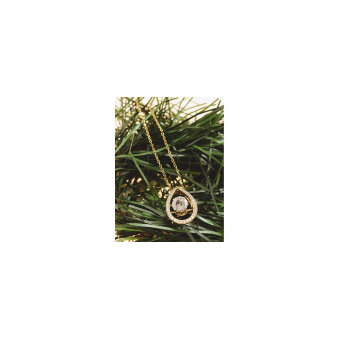 925 STERLING SILVER GOLD PLATED  CZ CHAIN WITH PENDANT ITALY