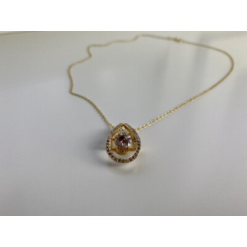 925 STERLING SILVER GOLD PLATED  CZ CHAIN WITH PENDANT ITALY