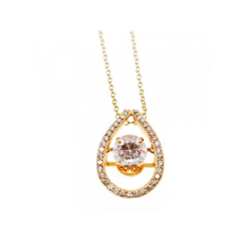 925 STERLING SILVER GOLD PLATED  CZ CHAIN WITH PENDANT ITALY