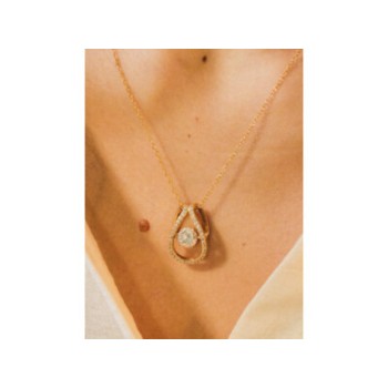 925 STERLING SILVER GOLD PLATED  CZ CHAIN WITH PENDANT ITALY