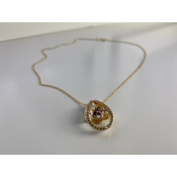 925 STERLING SILVER GOLD PLATED  CZ CHAIN WITH PENDANT ITALY