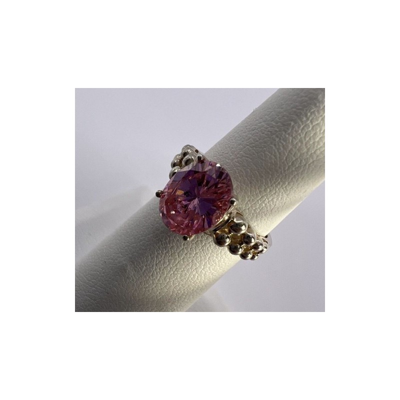 925 Sterling Silver & Pink CZ Ring Beauty Size 4.5