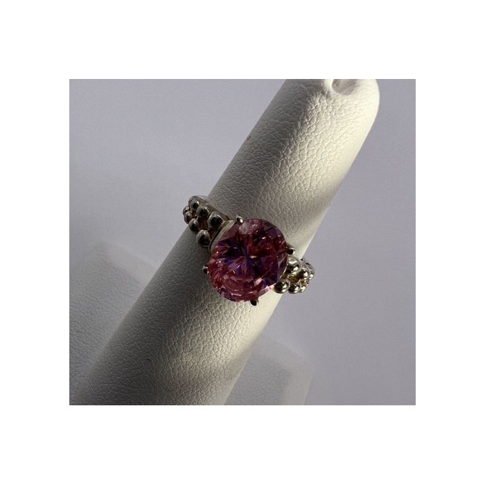925 Sterling Silver & Pink CZ Ring Beauty Size 4.5