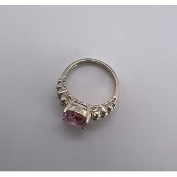 925 Sterling Silver & Pink CZ Ring Beauty Size 4.5