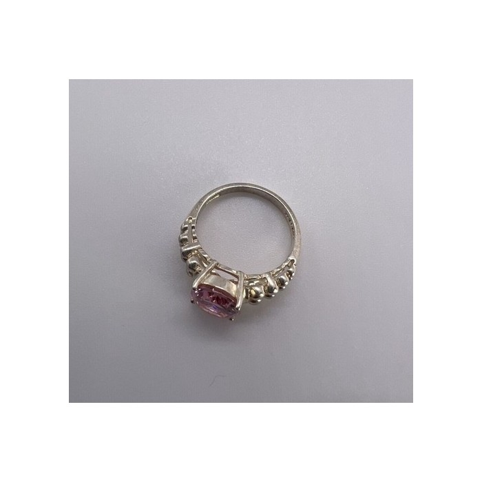 925 Sterling Silver & Pink CZ Ring Beauty Size 4.5