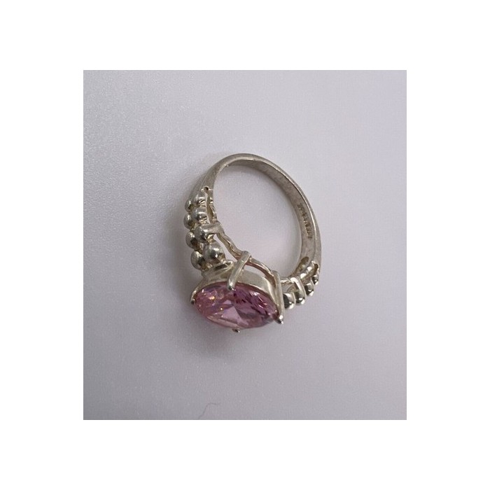 925 Sterling Silver & Pink CZ Ring Beauty Size 4.5