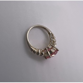 925 Sterling Silver & Pink CZ Ring Beauty Size 4.5