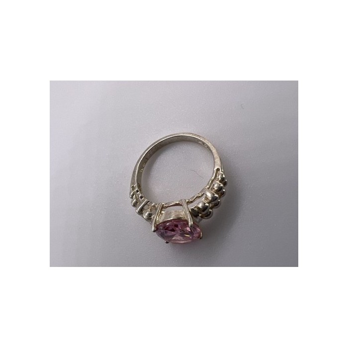 925 Sterling Silver & Pink CZ Ring Beauty Size 4.5