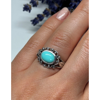 925 Sterling Silver Turquoise Ring Size 6