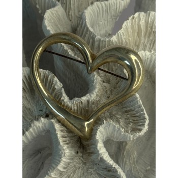 925 Sterling Silver Heart Brooch Length 1.90 inch
