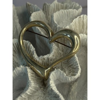 925 Sterling Silver Heart Brooch Length 1.90 inch